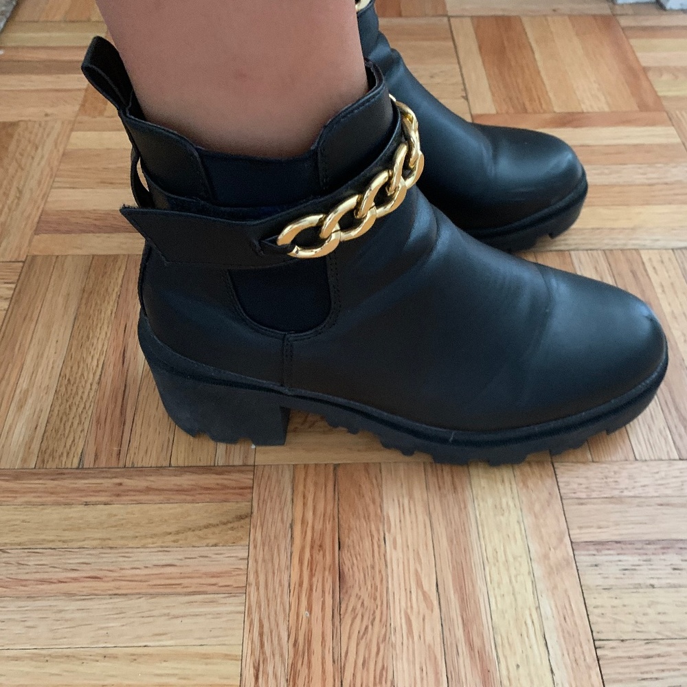 Nordstrom black chained booties